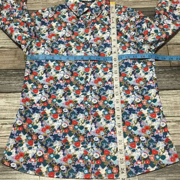 Lands End Non Iron Supima Floral Button Up Shirt 3/4 Sleeve Women’s 2 - Picture 3 of 10